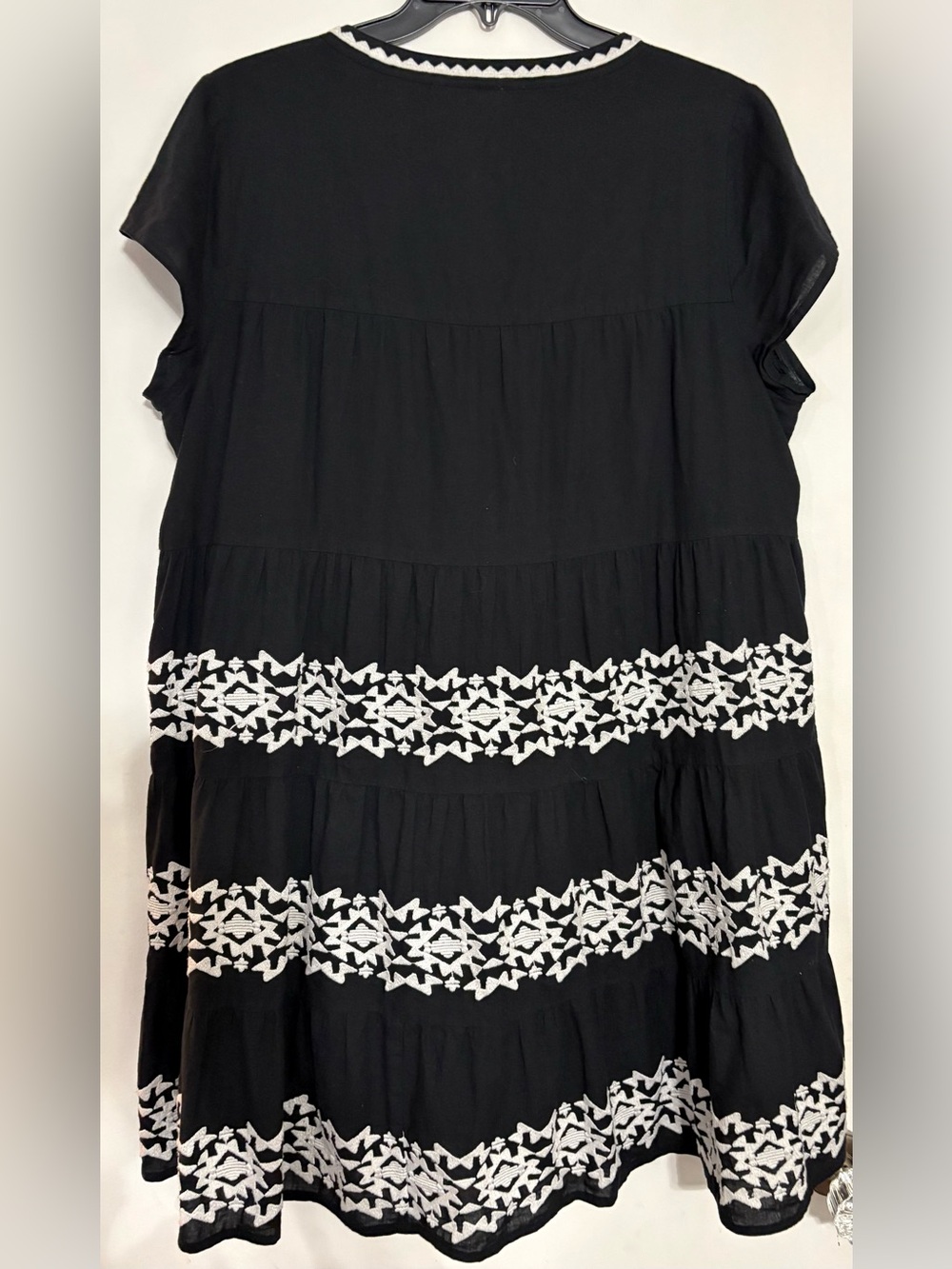 Roller Rabbit Embroidered Pamela Dress Black White Women Size L Boho Cottagecore - Picture 7 of 7